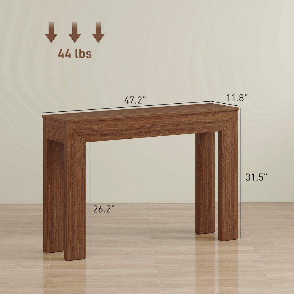 Modern Console Table, 47" Narrow Entryway Table, Walnut