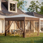 10' x 10' Pop Up Canopy Tent with Netting, Instant Sun Shelter, Tents for Parties, Height Adjustable, with Wheeled Carry Bag and 4 Sand Bags for Outdoor, Garden, Patio, Cream