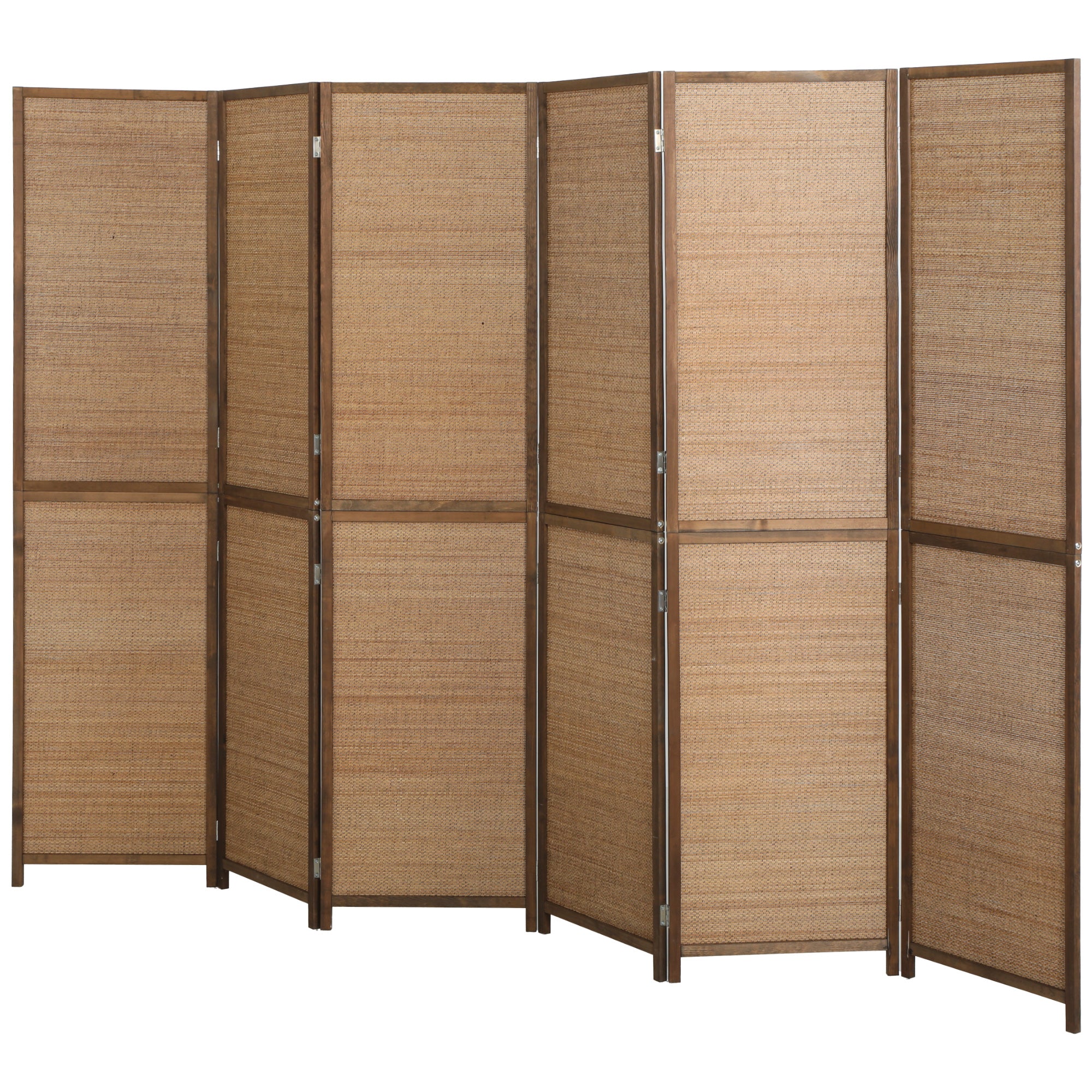 Room Divider, 6 Panel Folding Privacy Screen, 6 FT Tall Hand-Woven Bamboo Wall Partition, Brown