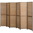 Room Divider, 6 Panel Folding Privacy Screen, 6 FT Tall Hand-Woven Bamboo Wall Partition, Brown