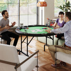 Poker Table Foldable 47" Round Casino Folding Game Table for 8 Players with Cup Holders, Green