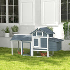 59" Small Wooden Chicken Coop Hen House Poultry Cage for Outdoor Backyard with 2 Doors, Nesting Box and Removable Tray, White