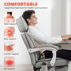 High Back Vibration Massage Office Chair Heated Reclining Computer Chair w/ Footrest, Swivel Wheels, Remote, Light Gray