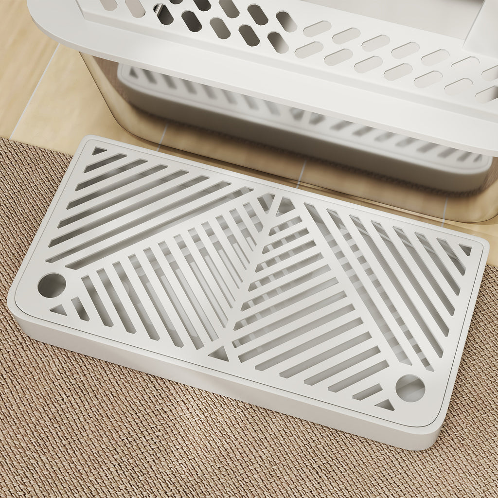 2 Pack Stainless Steel Litter Box with Metal Scoop & Scoop Holder, High Sided, Anti-Urine Leakage, Non-Sticky