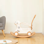 Rocking Horse for Toddlers 1-3 Years, 4-in-1 Baby Rocking Horse with Detachable Balance Board and Push Handle, Brown