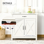 Farmhouse Sideboard Cabinet with Barn Doors Kitchen Buffet Cabinet with Drawer and Adjustable Shelf Stone White Wash