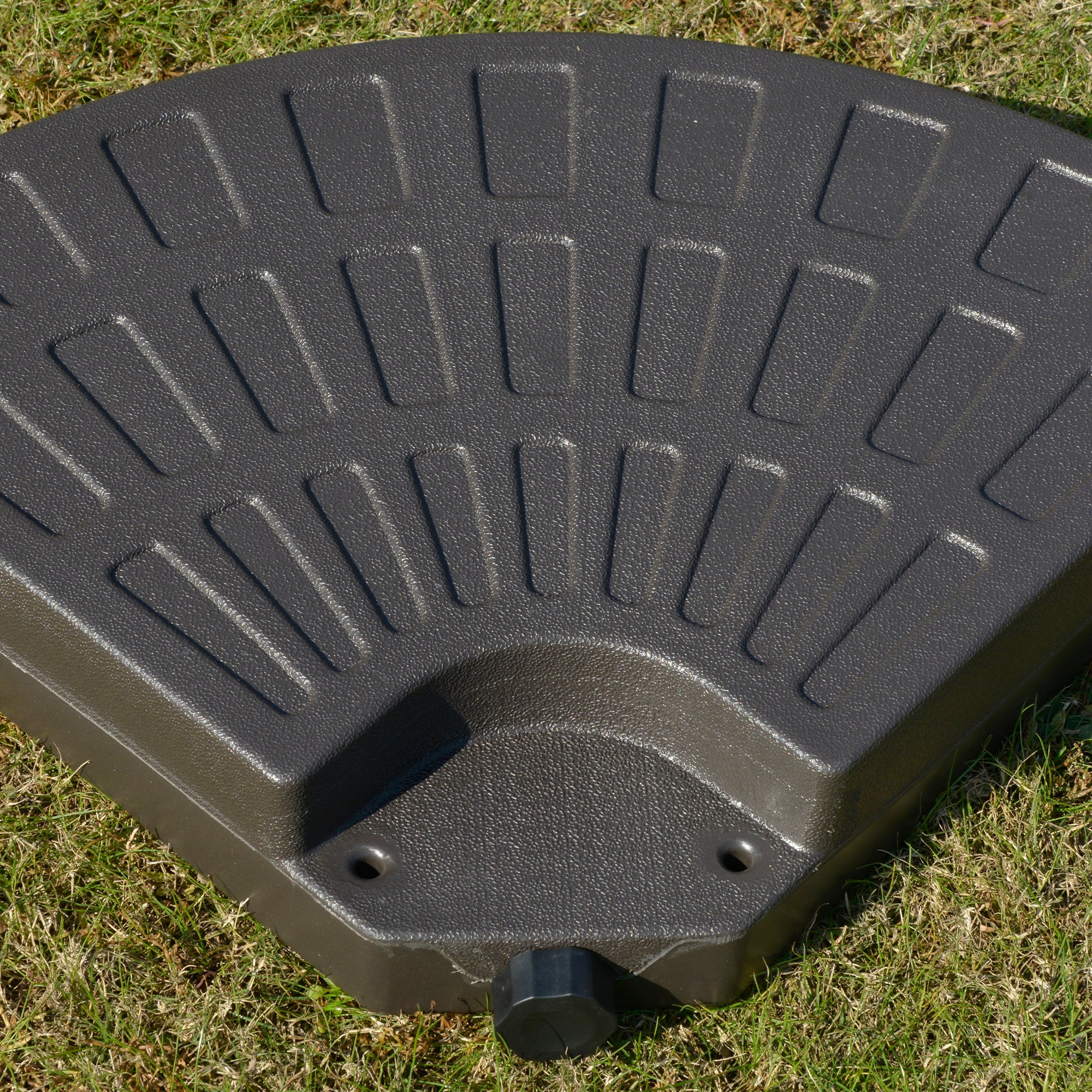 4 Pieces Cantilever Patio Umbrella Base, Fan Shaped Umbrella Weight w/ Built-In Handles & Rugged Material, 148 lbs Water and 220 lbs Water and Sand, Coffee