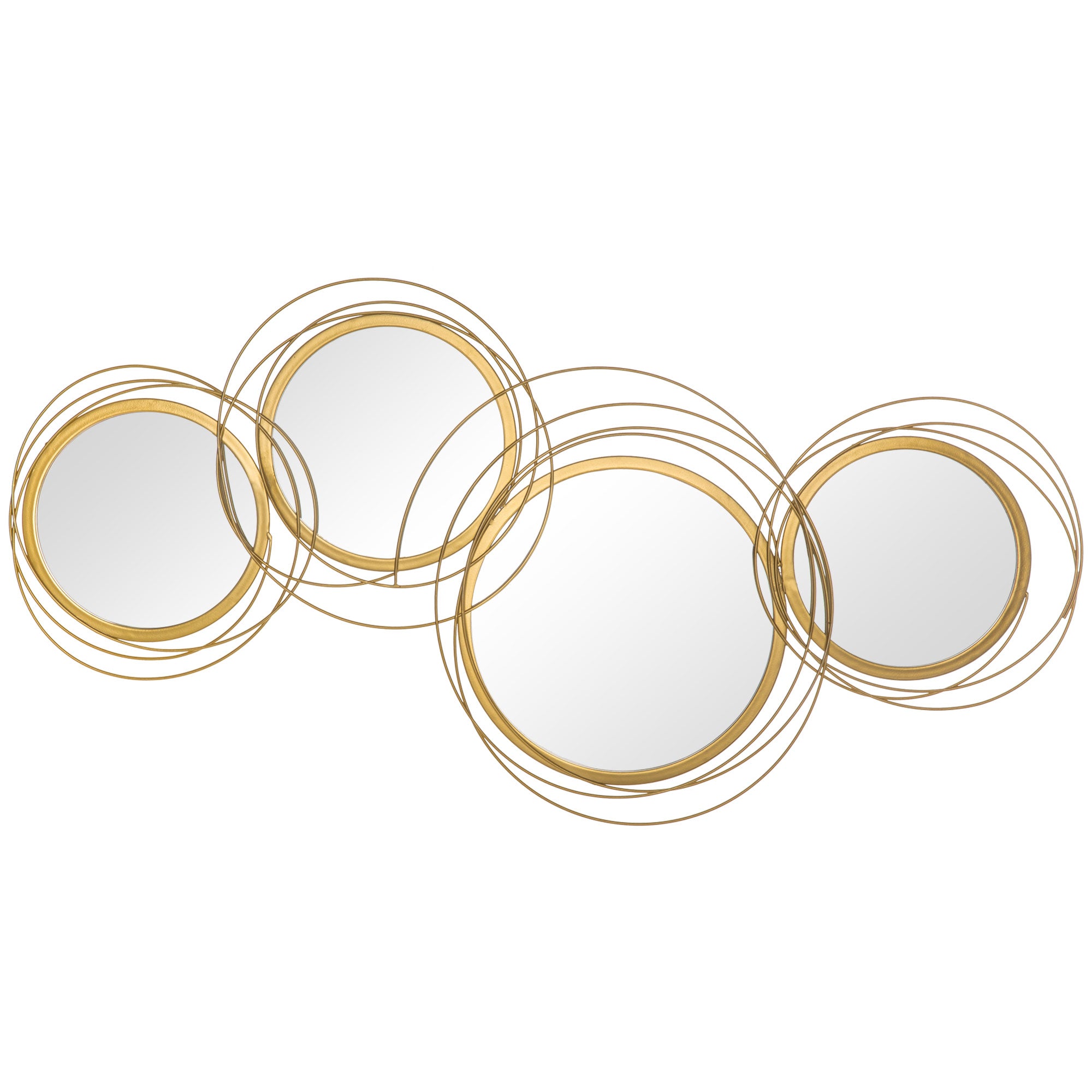 42.25" Circle Mirror for Wall, Modern Metal Wall Art for Living Room, Bedroom and Dining Room, Gold