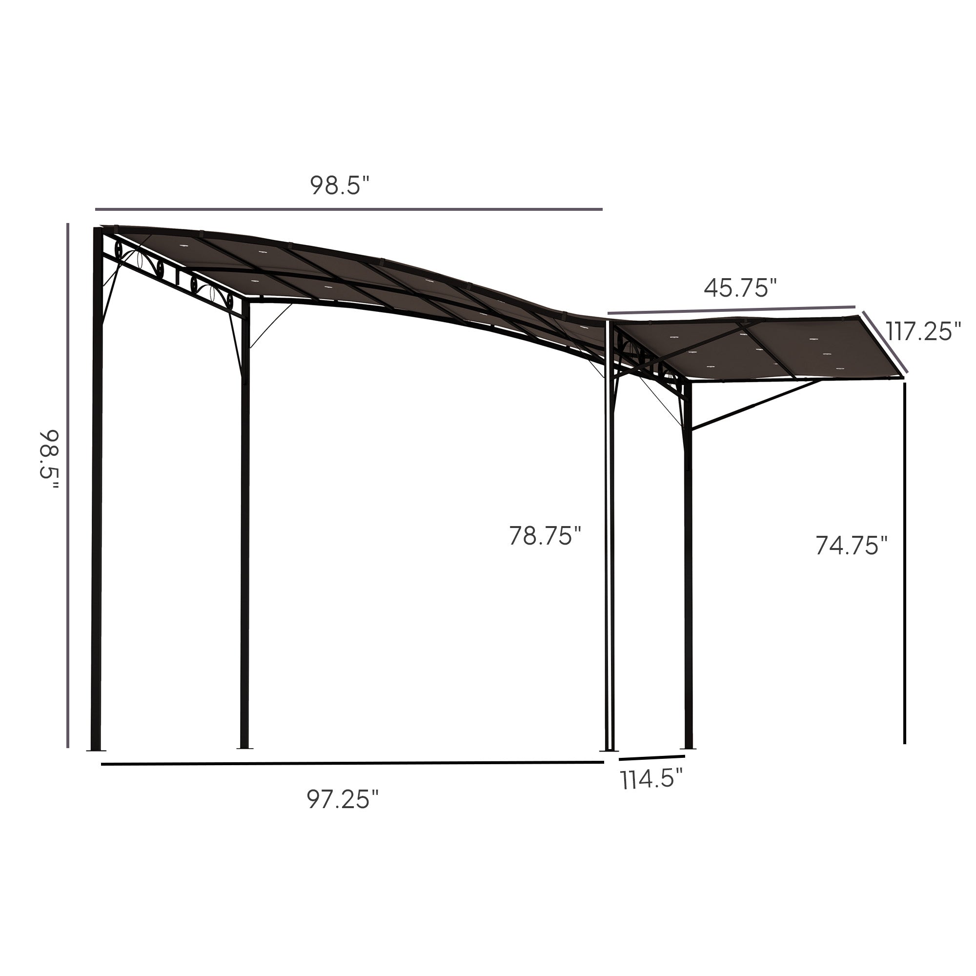 10' x 8' Outdoor Pergola and Patio Gazebo for Garden, Camper, Deck, Doors and Windows, Brown