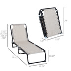 Foldable Chaise Lounge, 3-Position Reclining Back, Portable design and Breathable Mesh for Poolside, Camping, Hiking - Cream White