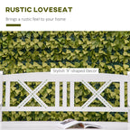 2-Seater Wooden Garden Bench, 4FT Outdoor Patio Loveseat with Unique X-Shape Back for Yard, Lawn, Porch, White