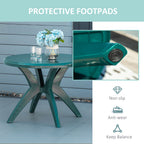 36.25" Dia Round Plastic Patio Table with Umbrella Hole, Outdoor Bistro Dining Table, for Bar, Garden, Backyard, Poolside, Yard, Green