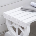 2-Person Wooden Garden Bench, Outdoor Wagon Wheel Porch Bench for Backyard Garden, Support 550 LBS, Rustic Country Style Patio Furniture, White
