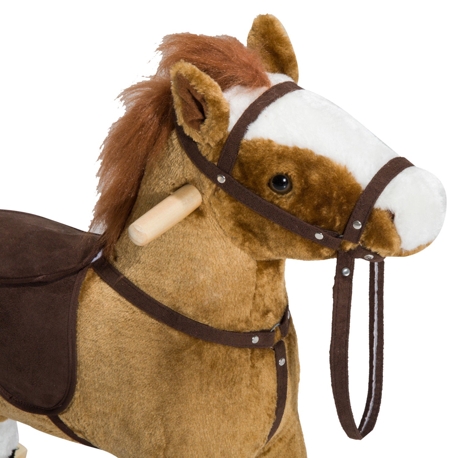 Kids Plush Toy Rocking Horse Pony Toddler Ride on Animal for Girls Pink Birthday Gifts with Realistic Sounds, Brown