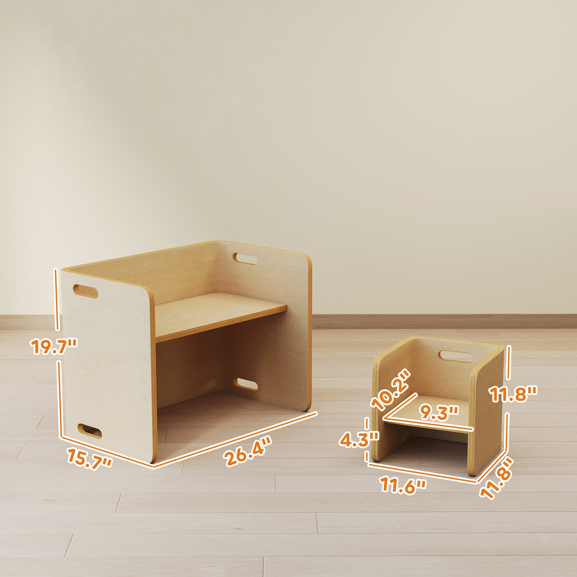 Kids Table and Chair Set, Height Adjustable Toddler Table and Chair Set for Kids Ages 3-8, Play, Learning, Natural
