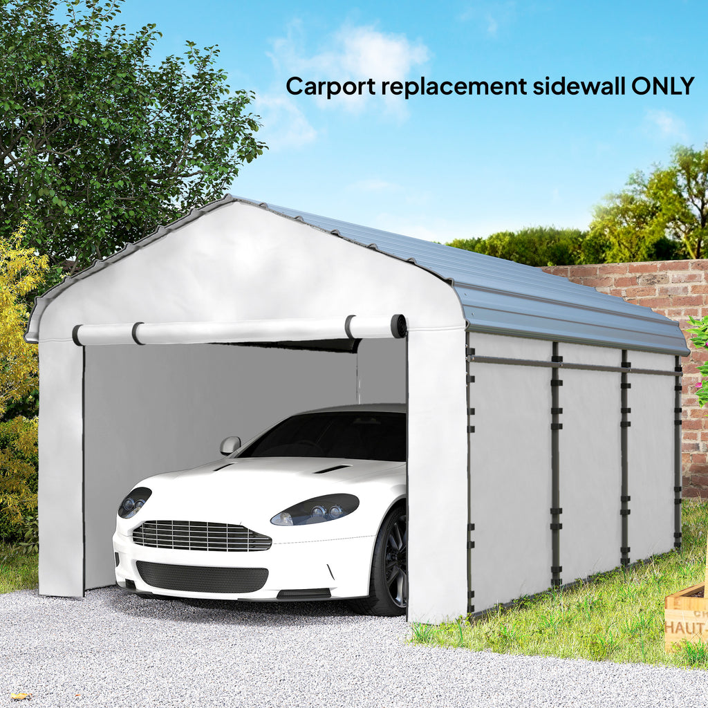 Carport Replacement Sidewall Panel for 12' x 20' Carports, UPF50+ Waterproof Replacement Side Wall Cover, White