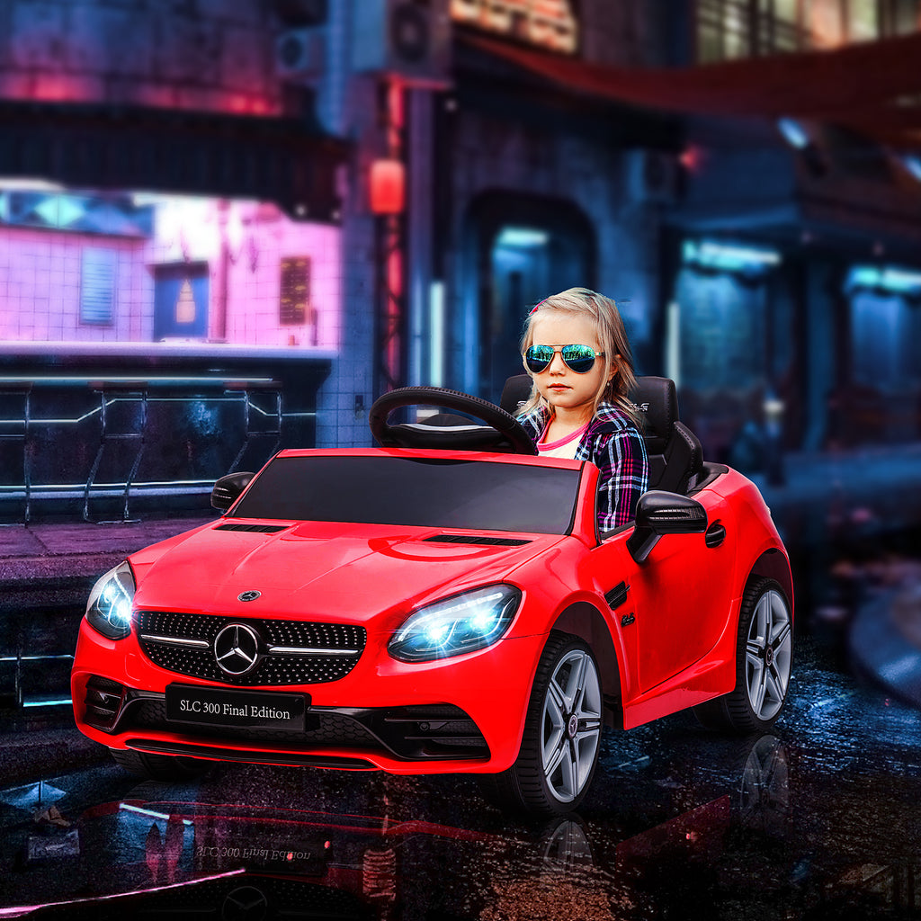 SLC 300 Licensed Kids Electric Car with Remote Control, 12V Battery Powered Kids Ride on Car with Music, Lights, Suspension for 3-6 Years Old, Red