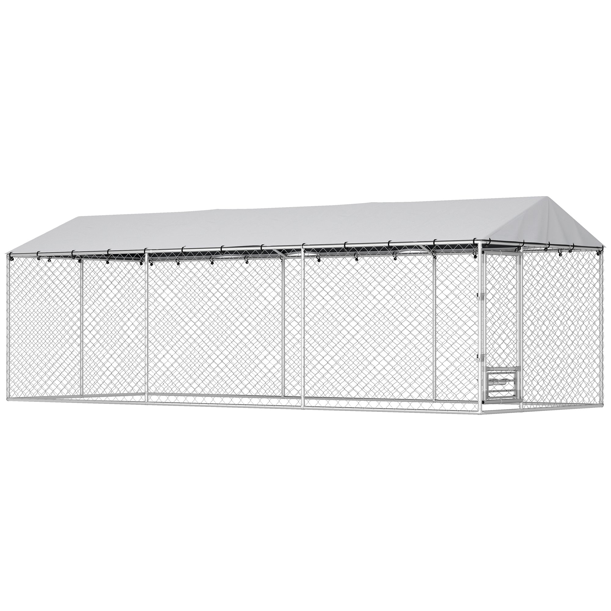 Dog Kennel Outdoor Dog Run Waterproof UV-Resist Cover Lockable Door Adjustable Bowls 20 x 7.5 x 6.5ft