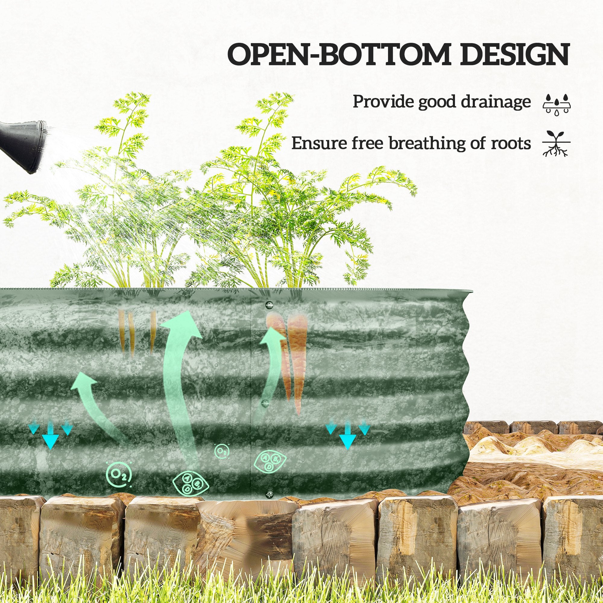 7.9' x 2' x 1' Galvanized Raised Garden Bed Kit, Metal Planter Box with Safety Edging, Green