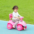 Foot to Floor Toddler Push Car w/ Horn, Light, Music, Anti-Over-Backwards Device & Underseat Storage, Pink