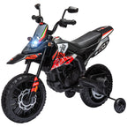 12V Aprilia Licenced Kids Motorcycle with Training Wheels, Spring Suspension, LED Light, USB, Music, Red