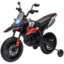 12V Aprilia Licenced Kids Motorcycle with Training Wheels, Spring Suspension, LED Light, USB, Music, Red