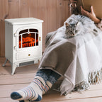 Fireplace Stove, Electric Fireplace Heater with Realistic LED Flames and Logs, 725W/1450W, White