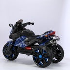 3-Wheel 12V Kids Electric Ride-On Motorcycle with Training Wheels and Headlight, Motorbike with MP3/USB, 43.5'' L x 23.5'' W x 29'' H, Blue
