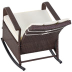 PE Rattan Rocking Recliner with Footrest, Beige