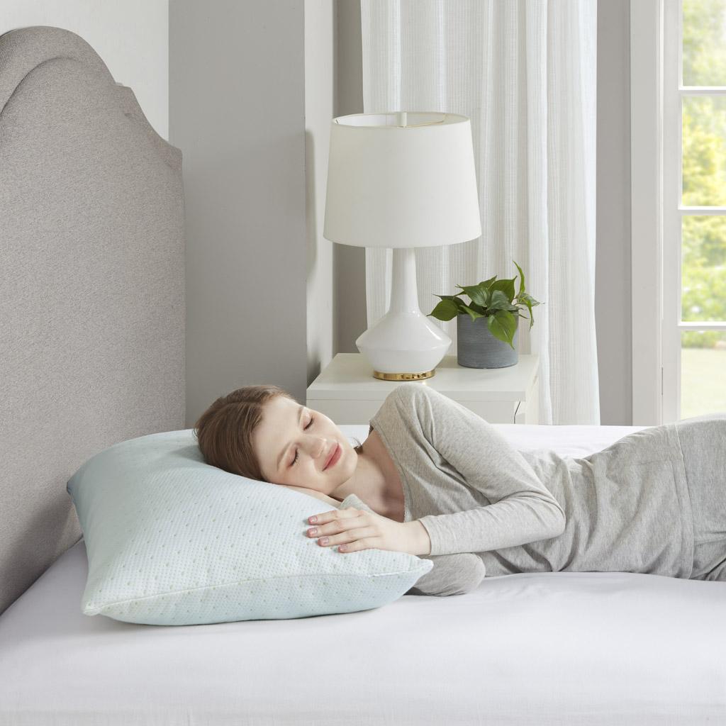 Shredded Memory Foam Pillow with Rayon, Cooling Gel Infused, Medium Firmness, Removable Cover, 28" L x 20" W x 5.5" H, Ivory