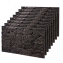 8-Pack 3D Faux Stone Wall Panels, Lightweight Polyurethane Panels for Interior and Exterior Accent Walls, Black