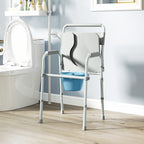 Bedside Commode Chair for Seniors, Adults, Handicap, Raised Toilet Seat with Arm, Adjustable Height, 331 lbs, Gray