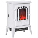 Electric Fireplace Heater, Freestanding Fireplace Stove with Realistic Flame Effect Overheat Protection 750W/1500W White