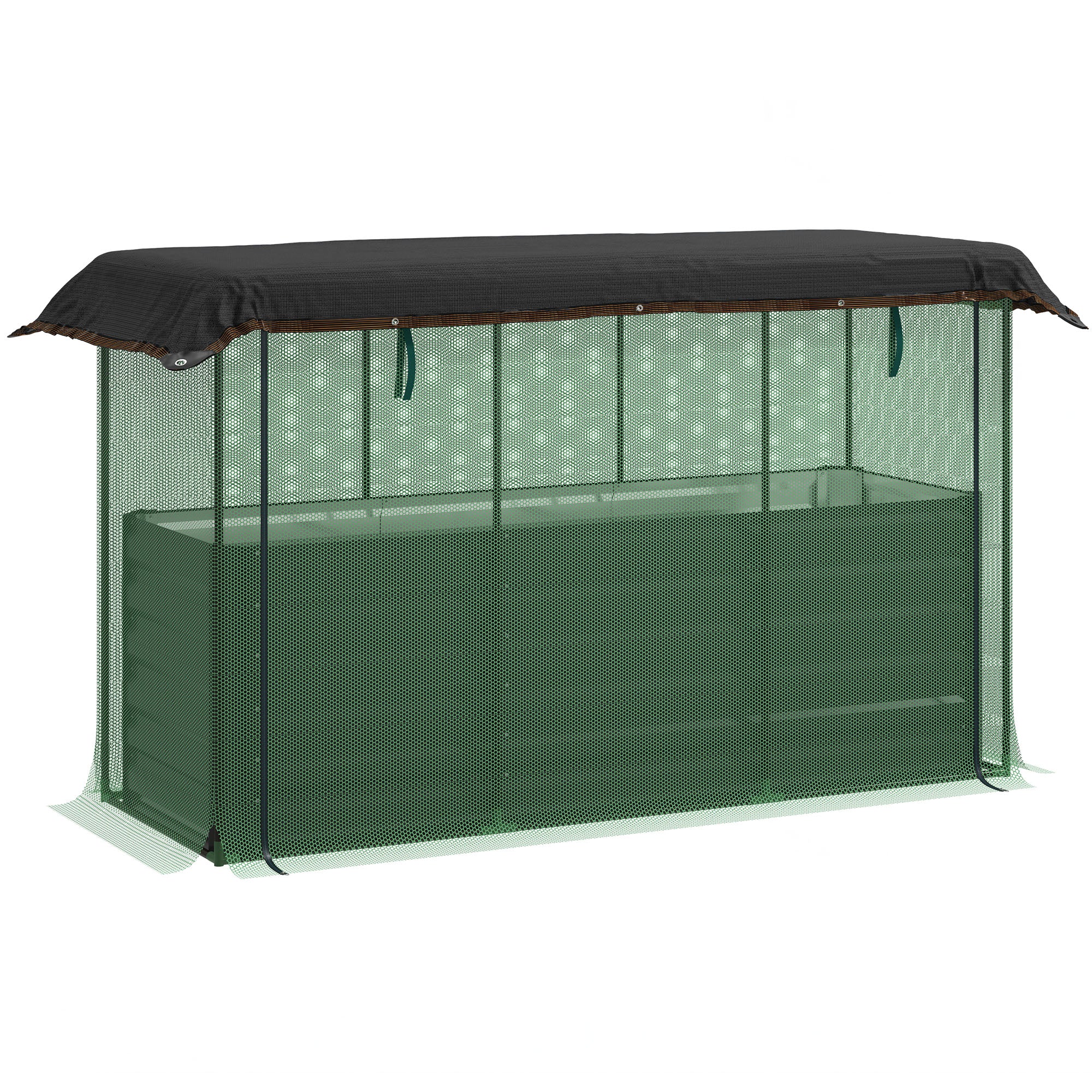 Galvanized Steel Planter Box with Crop Cage and Shade Cloth, Raised Garden Bed for Flowers, Veggies and Herbs, Dark Gray