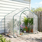 6' x 3' x 5' Portable Walk-in Greenhouse, Plastic Cover, Steel Frame Garden Hot House, Zipper Door, Top Vent for Flowers, Vegetables, Saplings, Tropical Plants, Clear