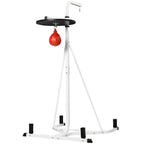 2-in-1 Punching Bag Stand, Adjustable Height Heavy Bag Stand with Weighted Base and Speed Bag for Home, White