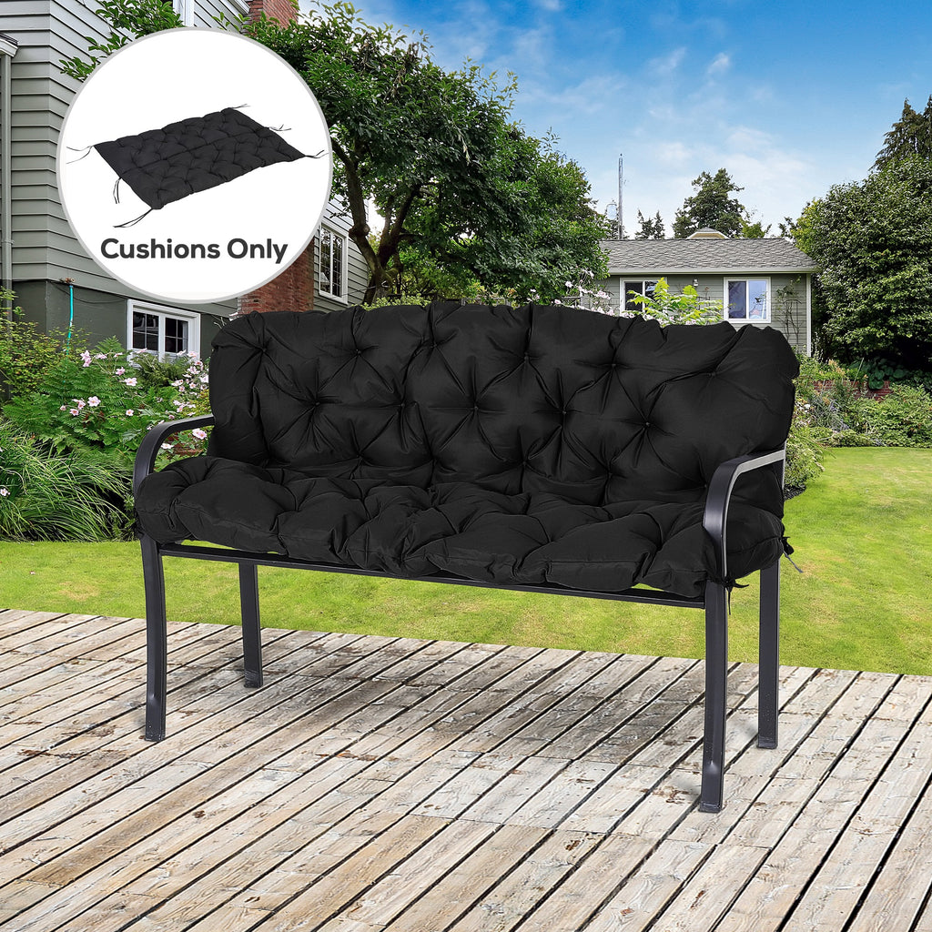 59" x 38" Tufted Bench Cushion for Outdoor Furniture, 3-Seater Replacement for Swing Chair, Patio Sofa/Couch, Black