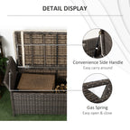 29 Gallon Patio Wicker Storage Bench, Outdoor PE Rattan Furniture, 2-In-1 Large Capacity Rectangle Garden Storage Box with Handles and Cushion, Red