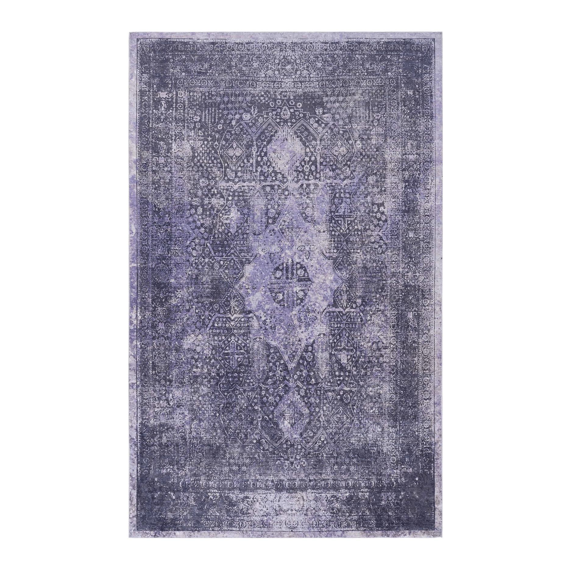 5x8 Washable Low-Pile Kid and Pet Friendly Area Rug, Non-Slip, Non-Shedding, Foldable Area Carpet for Bedroom, Dining Room, Anthracite