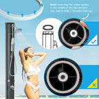 7' Outdoor Solar Heated Shower with 360 Rotating Rainfall & Handheld Shower Head, Foot Shower Faucet, Temperature and Pressure Adjustable, Holds 9.2 Gallons for Backyard Pool