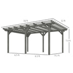 12' x 16' Outdoor Pergola, Wood Gazebo Grape Trellis with Stable Structure for Climbing Plant Support, Gray