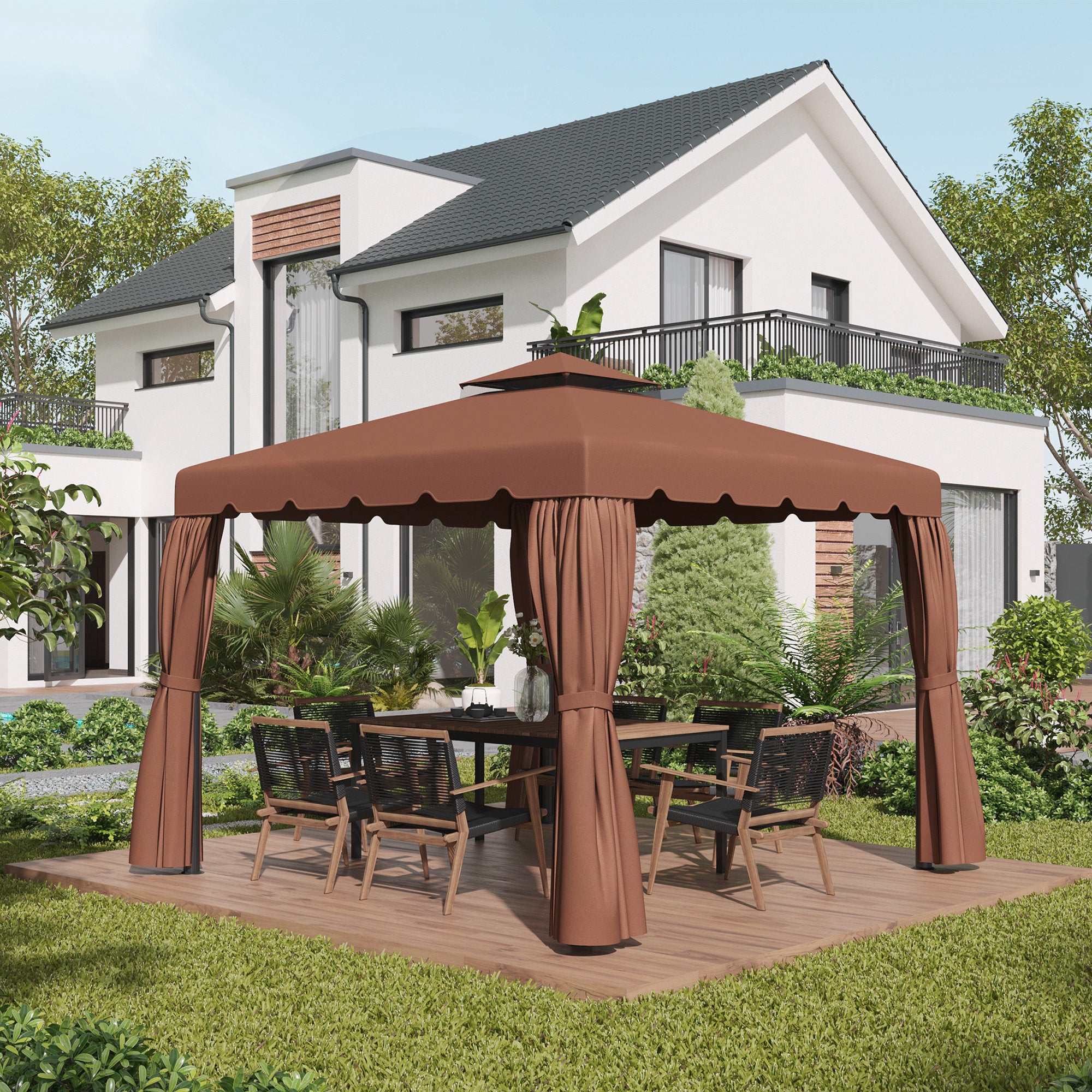 Model 84C-051 or 84C-269 10' x 10' Gazebo Replacement Canopy, Coffee