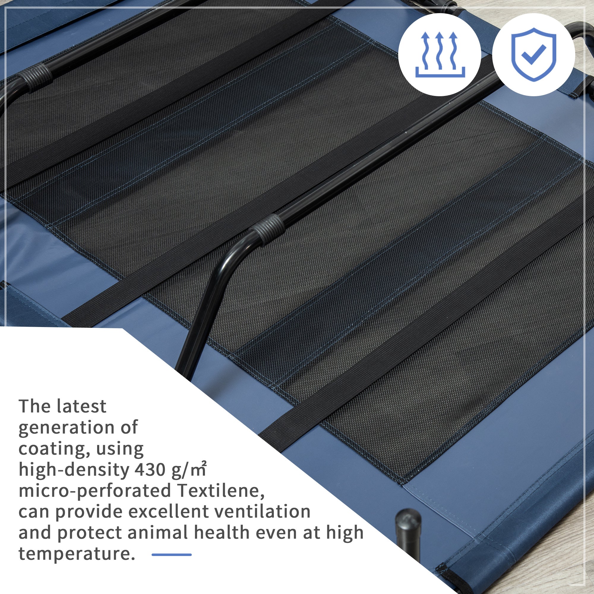 48" x 36" Elevated Breathable Dog Bed w/ Carry Bag Dark Blue