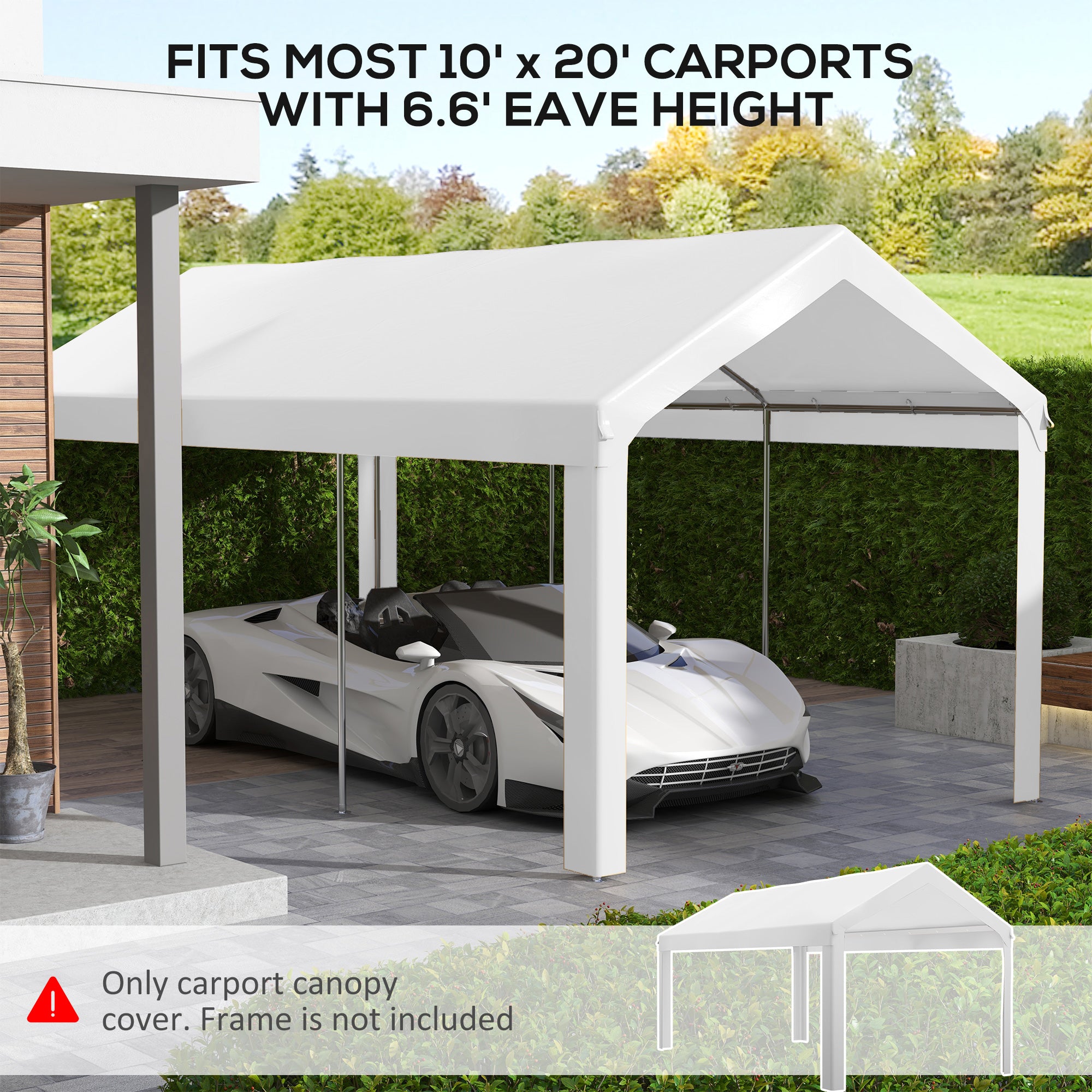 10 x 20ft Carport Roof, UV Resistant Canopy Replacement, Fits 84C-378V00 and 84C-206 Series, White