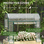 Raised Garden Bed with Plastic Greenhouse Cover Outdoor Planter Box for Herbs and Vegetables, 45x24x65 inch Natural