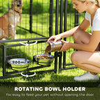 8' x 4' x 6' Outdoor Dog Kennel, Dog Kennel Outside Run with 360° Rotating Bowls, Waterproof & UV Resistant Cover