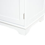Kitchen Storage Cabinet, Sideboard Floor Cupboard with Solid Wood Top, Adjustable Shelf, and 2 Drawers for Living Room, and Hallway, White