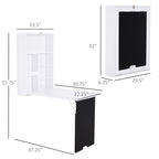 Wall Mounted Foldable Desk with a Blackboard, Fold Out Convertible Floating Desk with Shelves, White