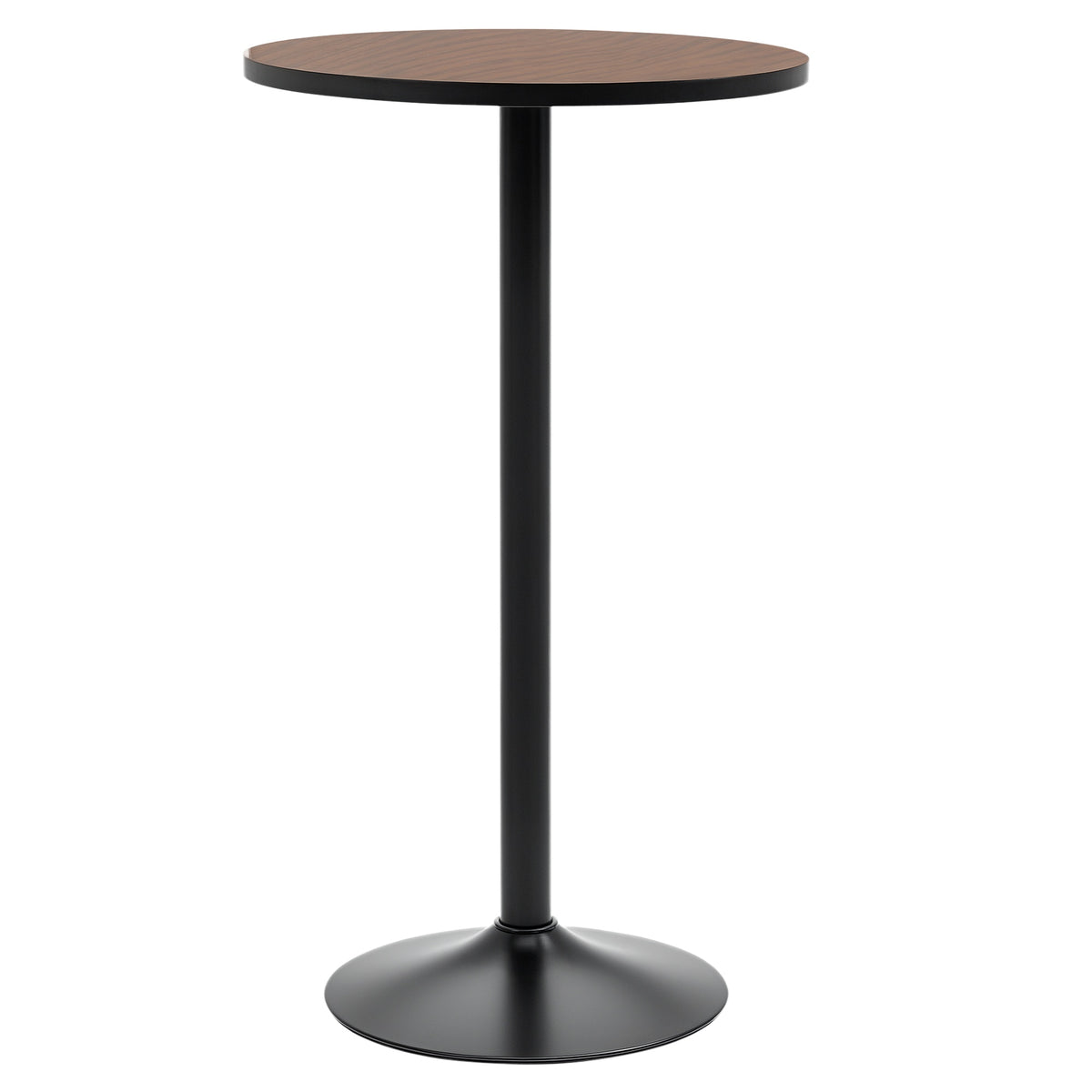 41" H Bar Height Round Bar Table, Rustic Industrial Pub Table, Elm Wood Top Bistro Table with Metal Base