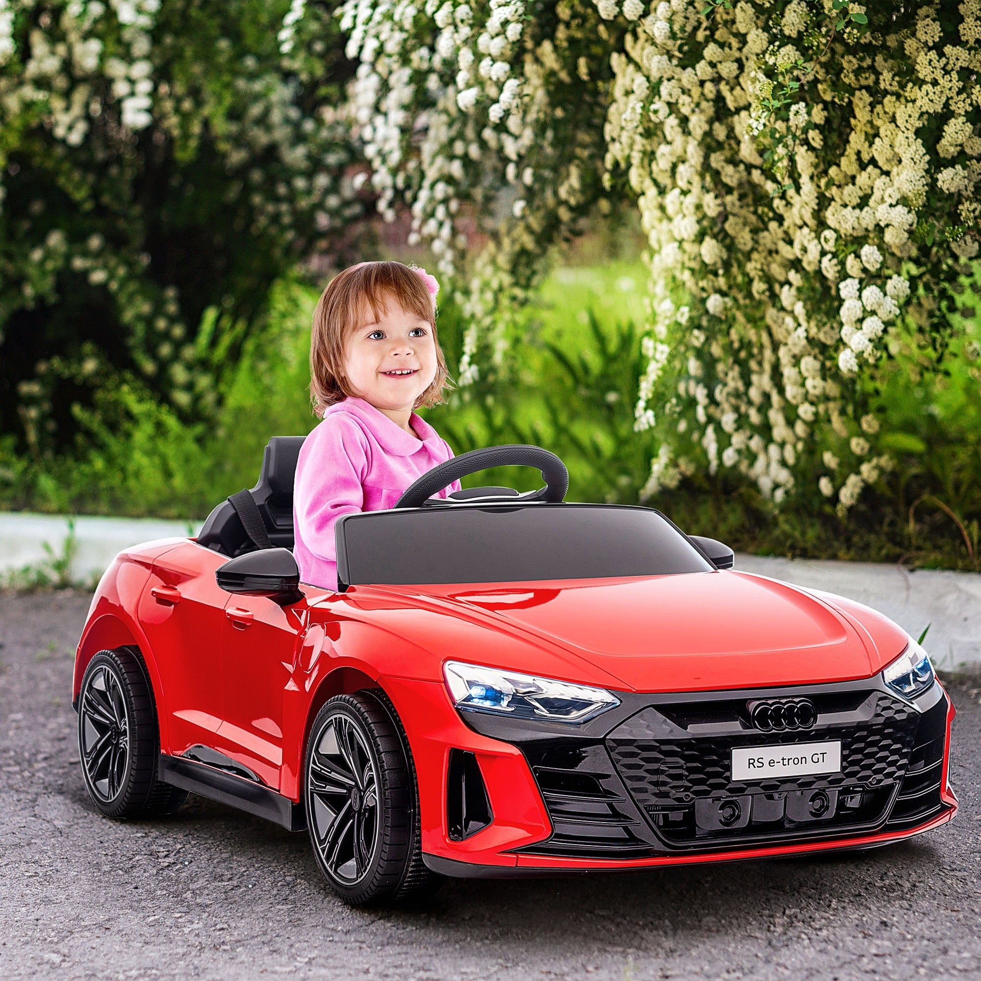 Licensed RS e-tron GT 12V Ride On Car Truck for Kids, Electric Car Ride On Vehicle w/Parent Remote Control, Music, Lights, for Toddlers, Red